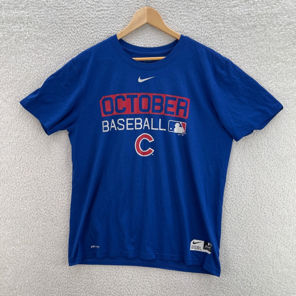 Chicago Cubs Shirt Mens XL Blue Nike Tee Dri-Fit Baseball MLB T-shirt Sports